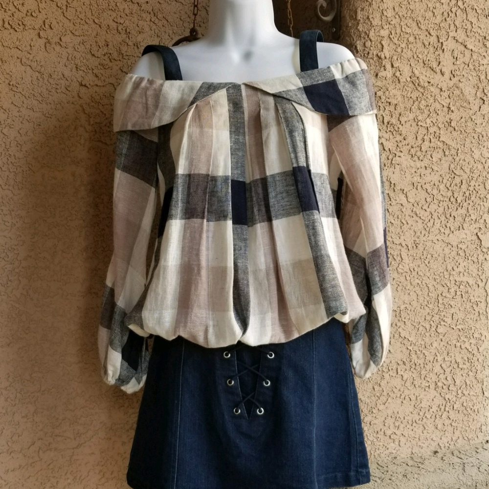 Ryu off the shoulder plaid top